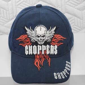 Choppers Motorcycle Cap Mens Rare Logo Skull Wings hook-n-loop‎ adjust Collector